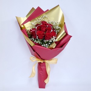 バレンタイン[ROSEGIFT] パールリボン プレミアムローズ 大輪バラの花束 レッド 12本